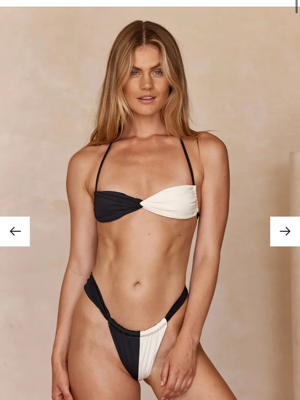 Monday Swimwear Tamarina Top/ Malta bottom black/ivory (size large)